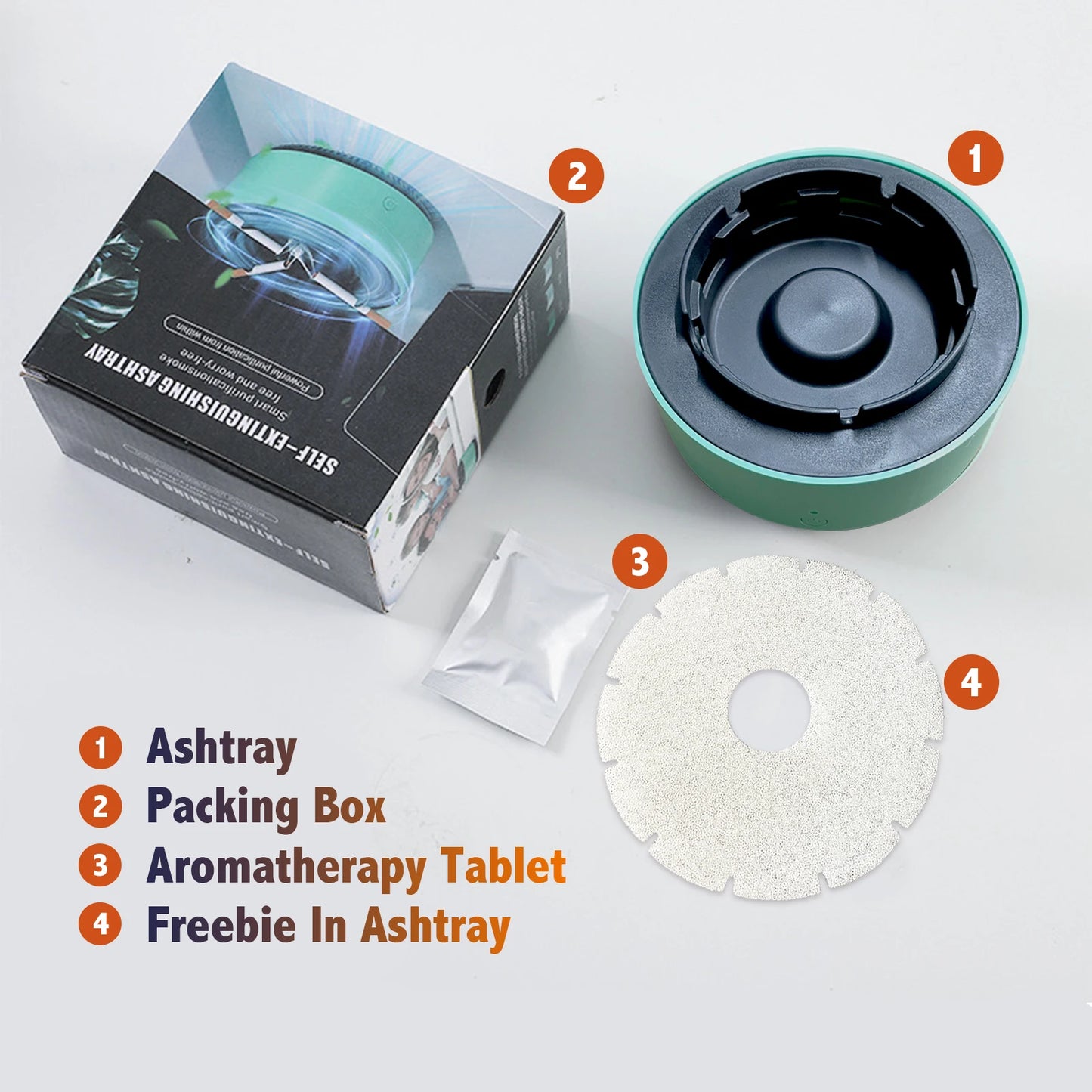 USB rechargeable ashtray filtering cigarette smoke silently