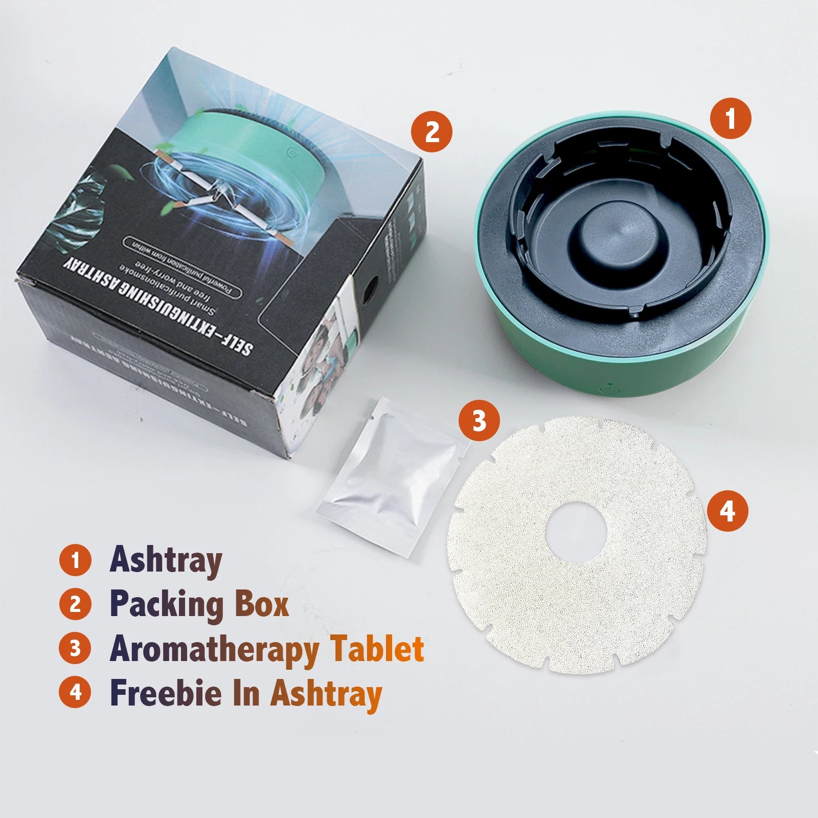 USB rechargeable ashtray filtering cigarette smoke silently